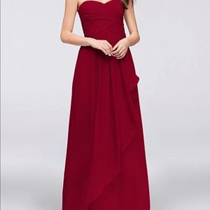 Red strapless dress
